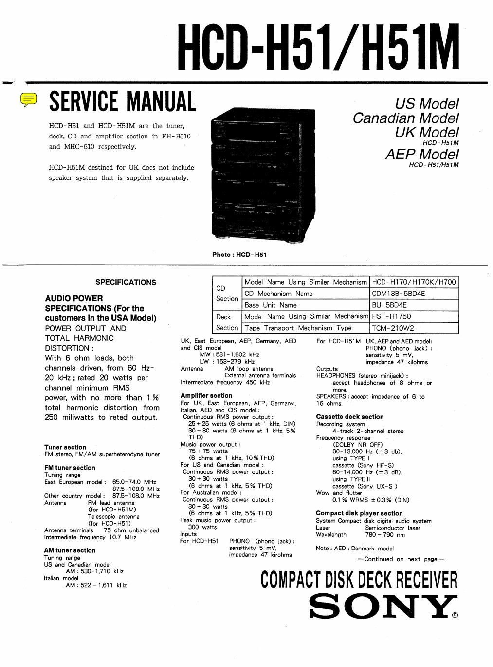 sony hcd h 51m