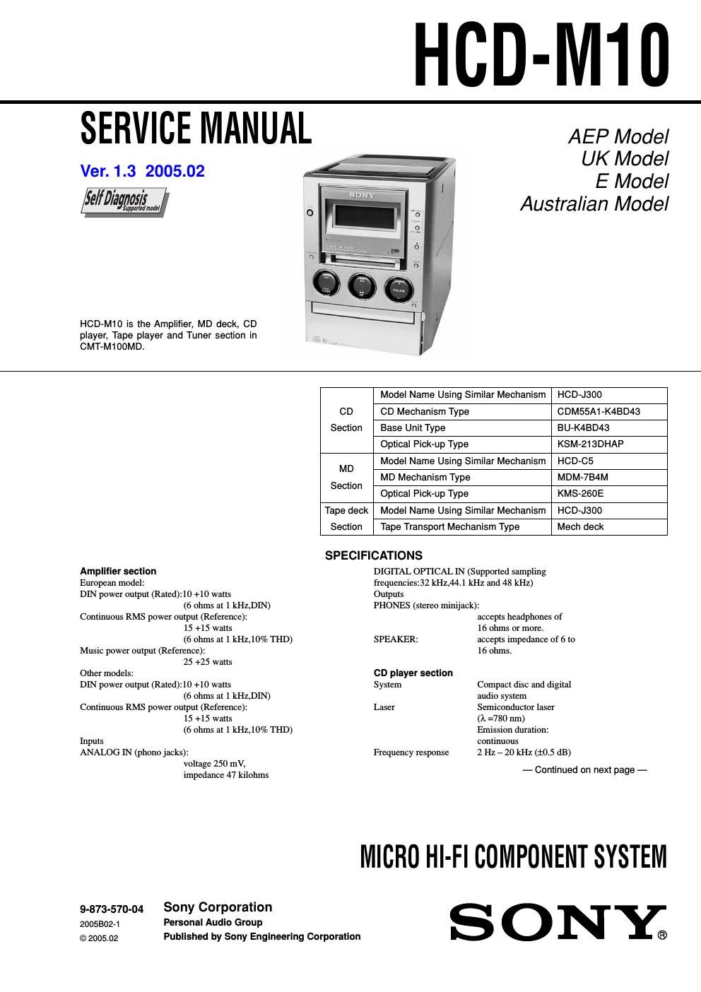 sony hcd m 10 service manual