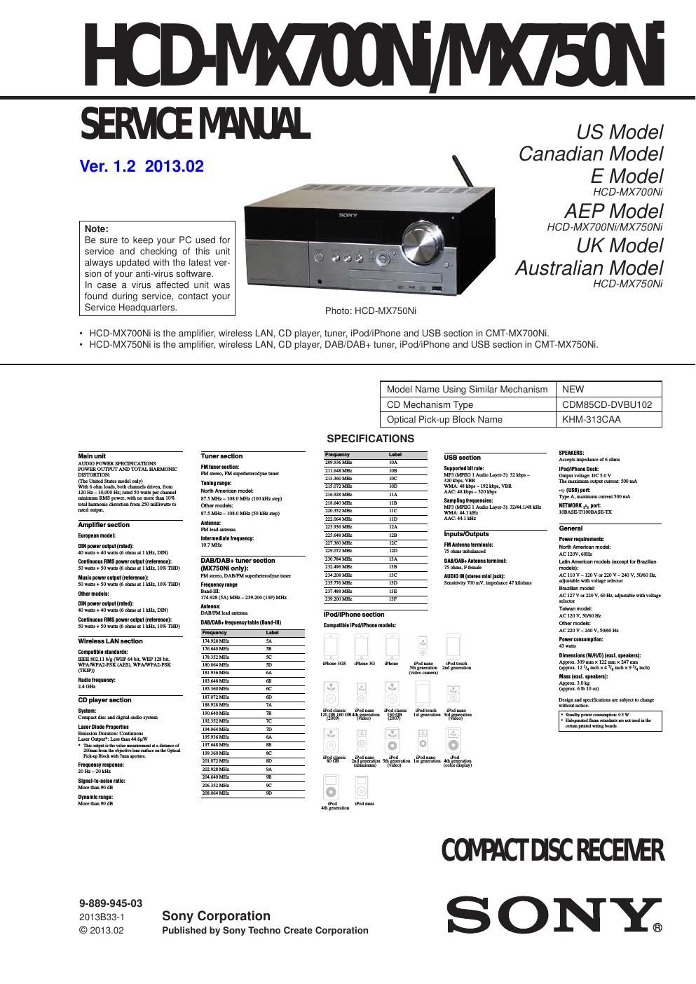 sony hcd mx 700ni mx 750ni