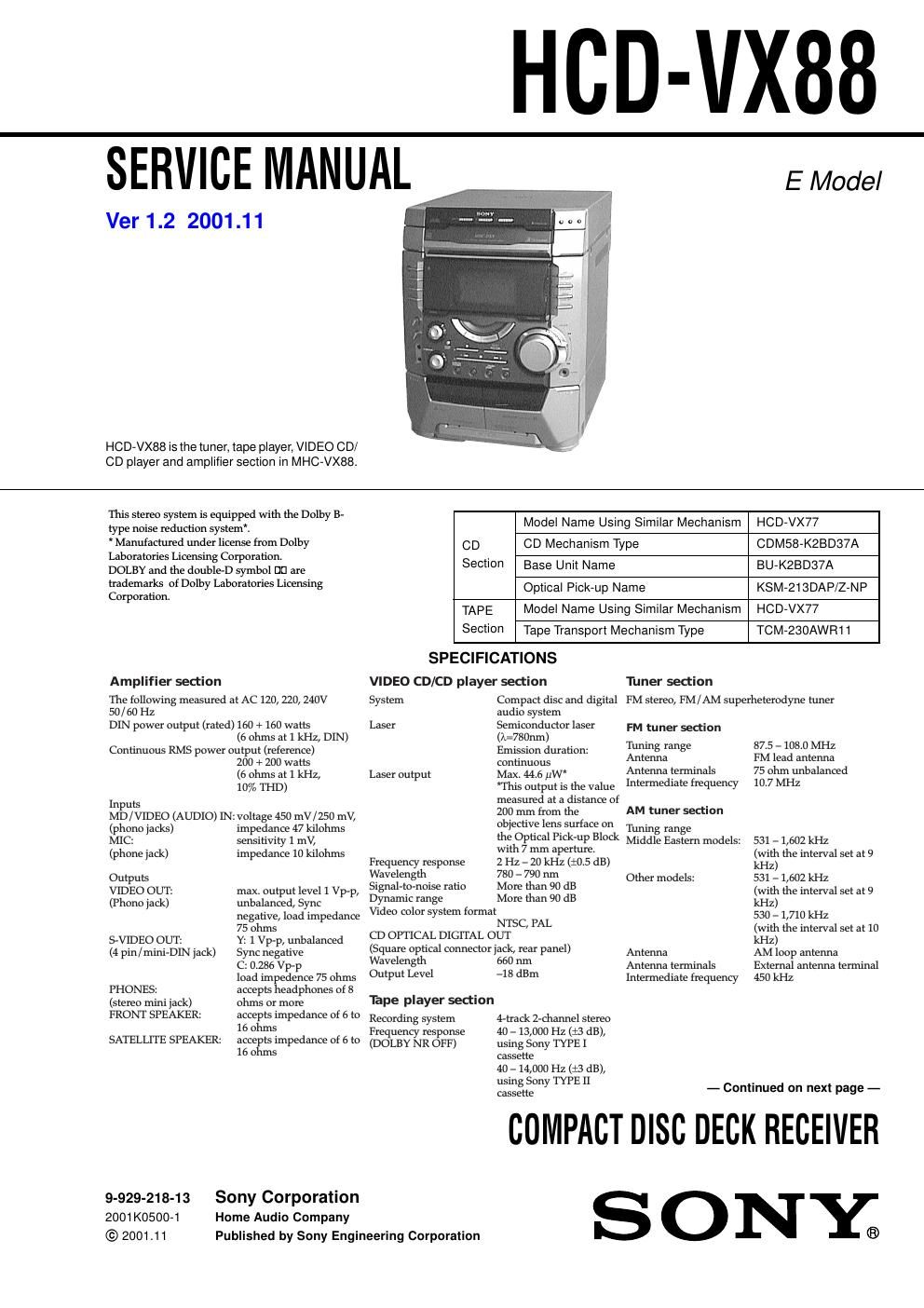 sony hcd vx 88 mhc vx 88