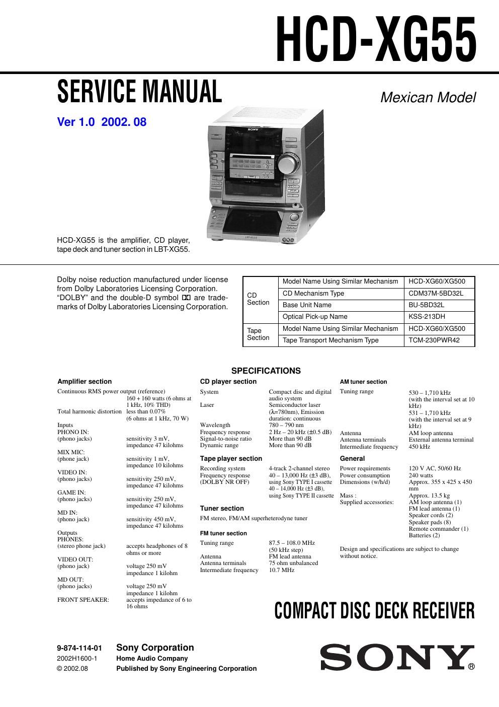 sony hcd xg 55