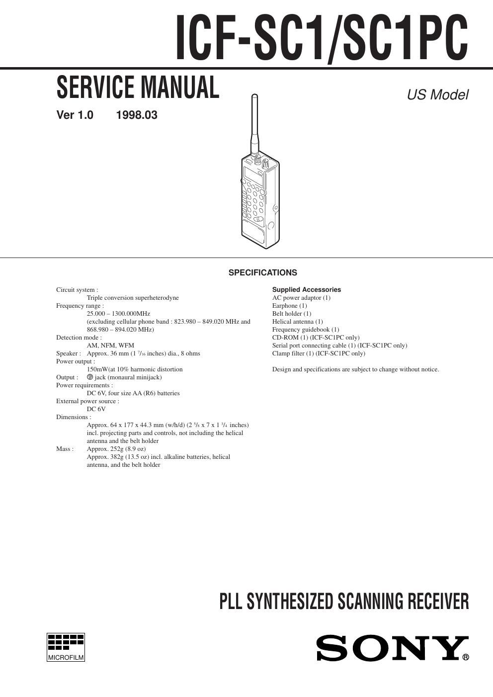 sony icf sc 1 service manual