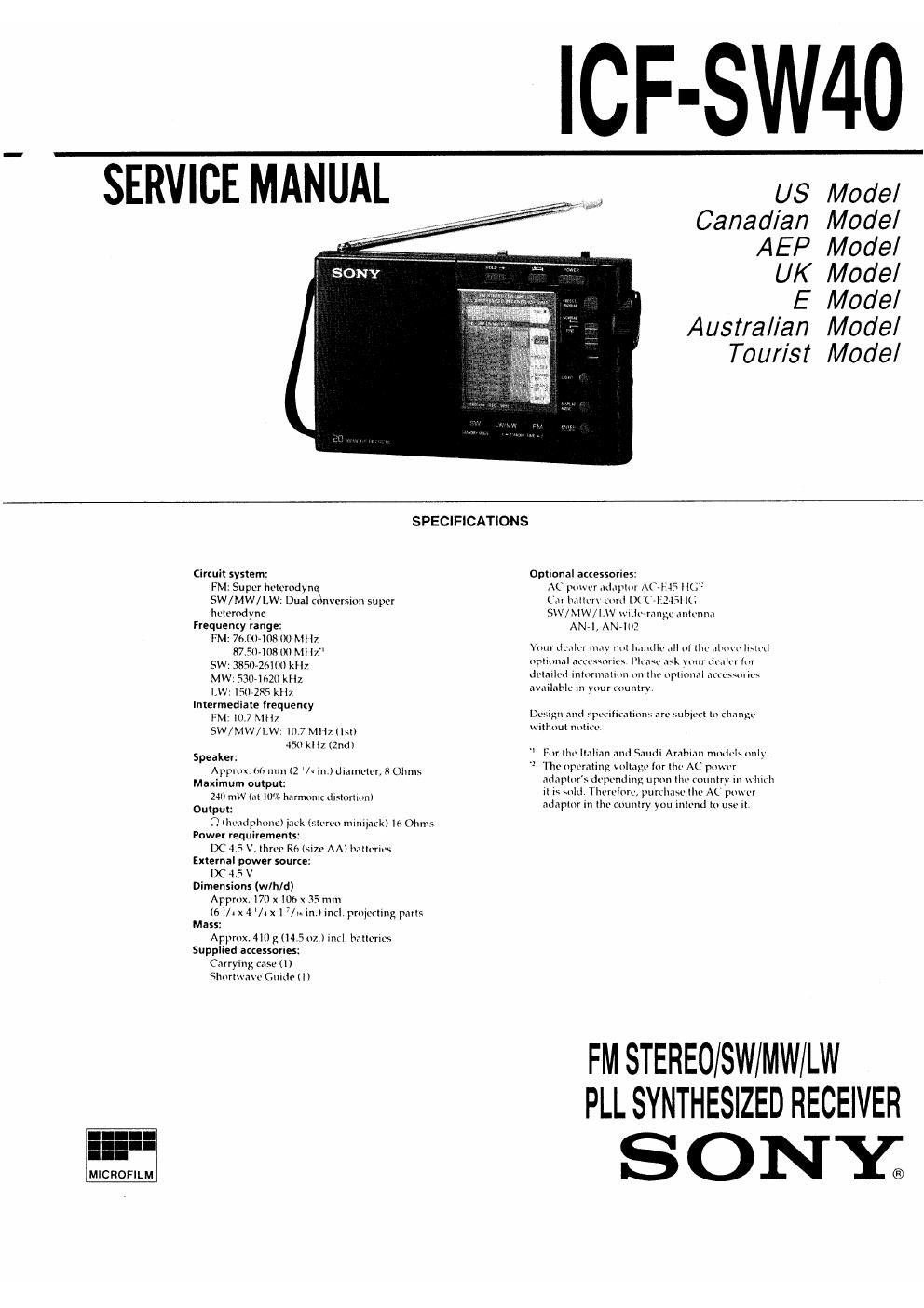 sony icf sw40