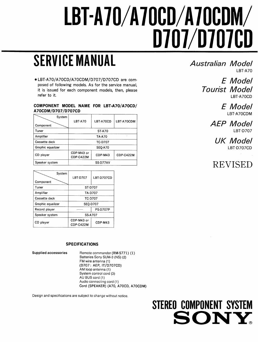 sony lbt a 70 cd service manual