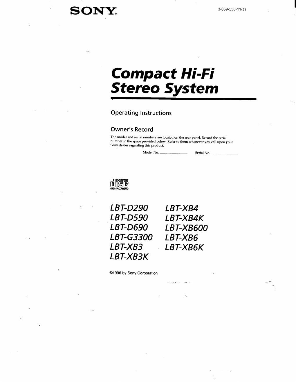 sony lbt d 590 owners manual