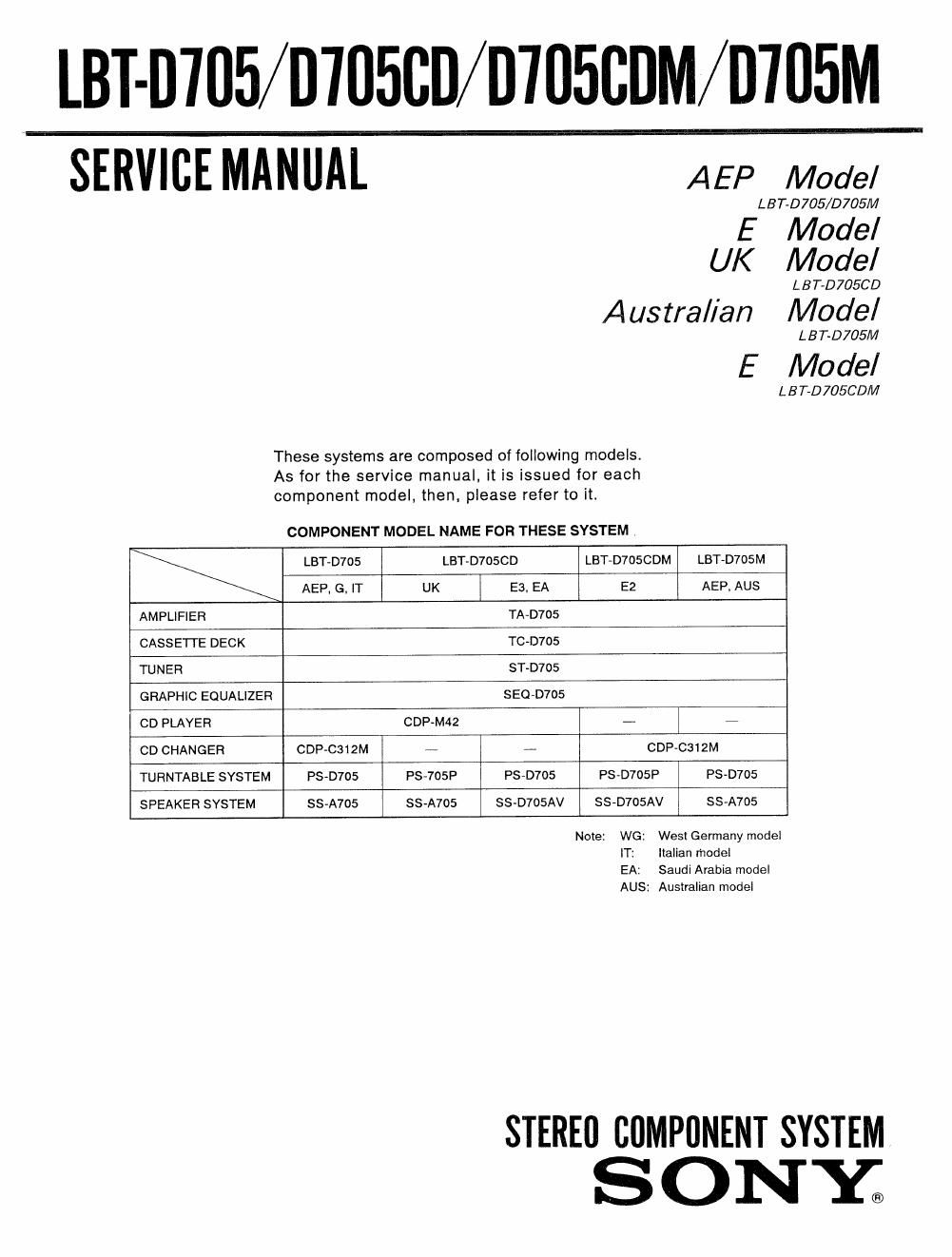 sony lbt d 705 cd service manual