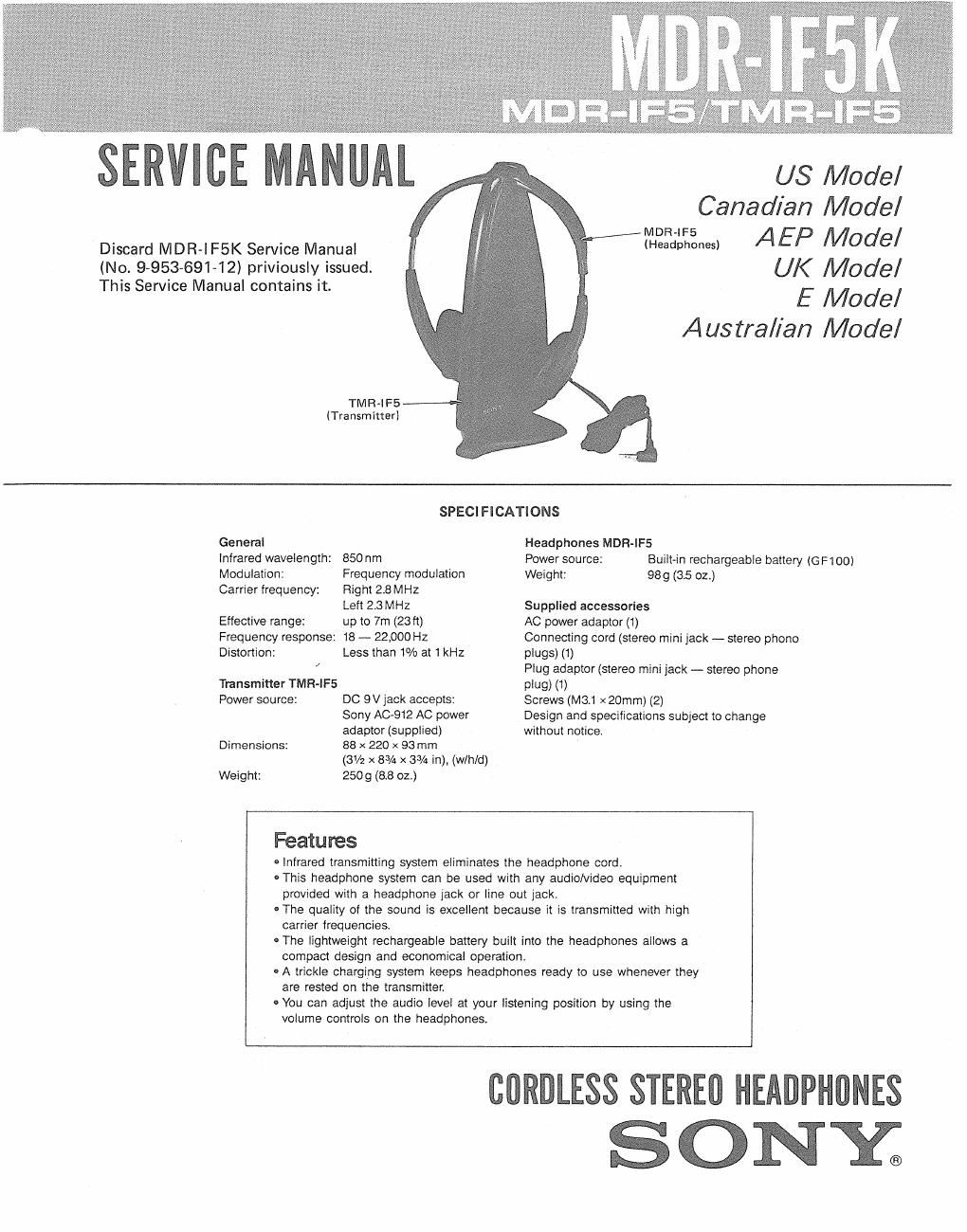 sony mdr if 5 k service manual