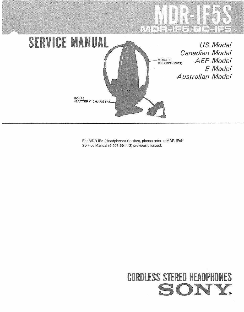 sony mdr if 5 s service manual