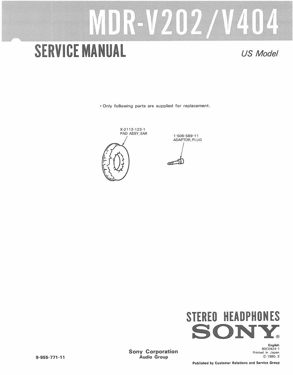 sony mdr v 202 service manual