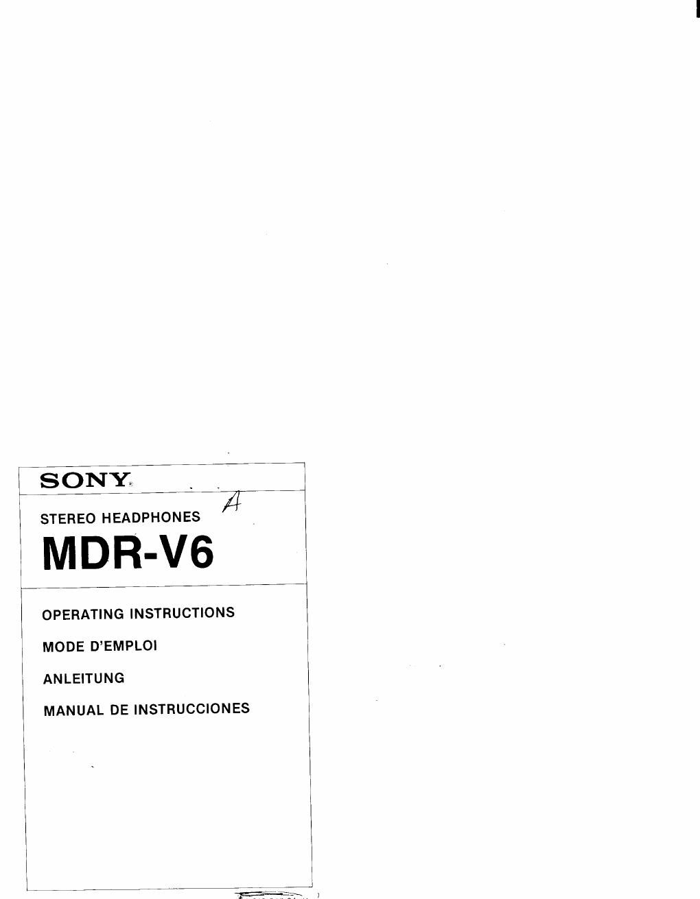 sony mdr v 6 owners manual