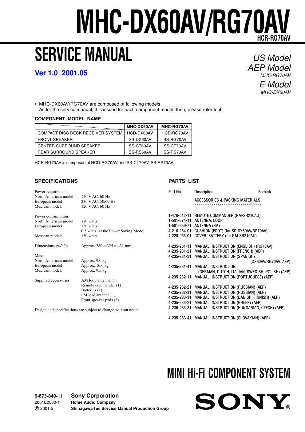 sony mhc dx 60 av service manual