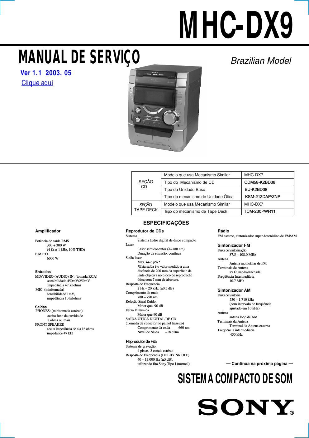 sony mhc dx 9 ver 1 1