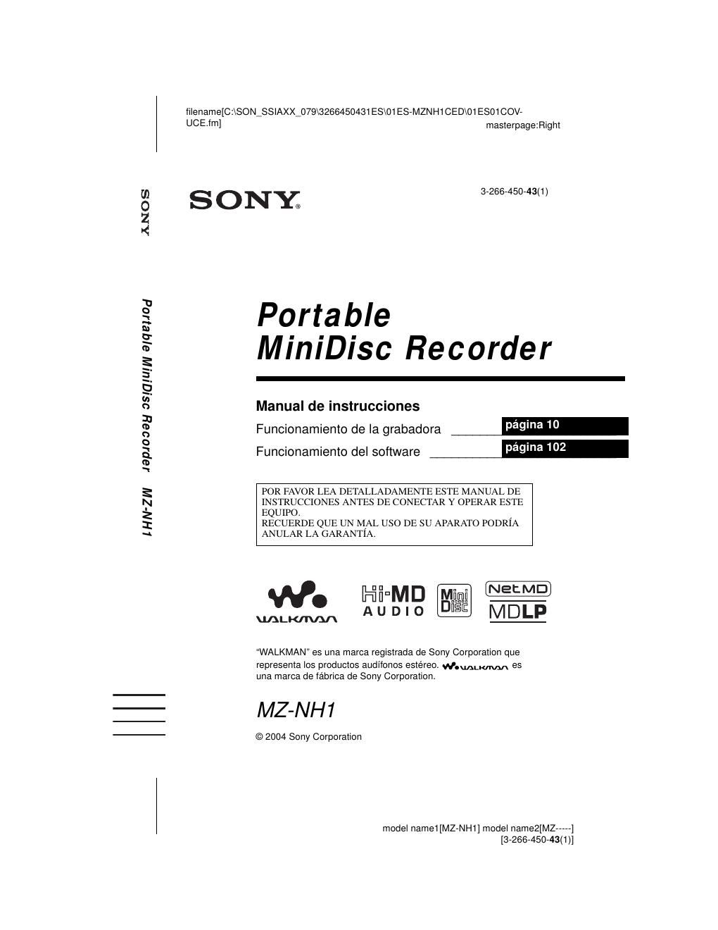 sony mz nh 1 es