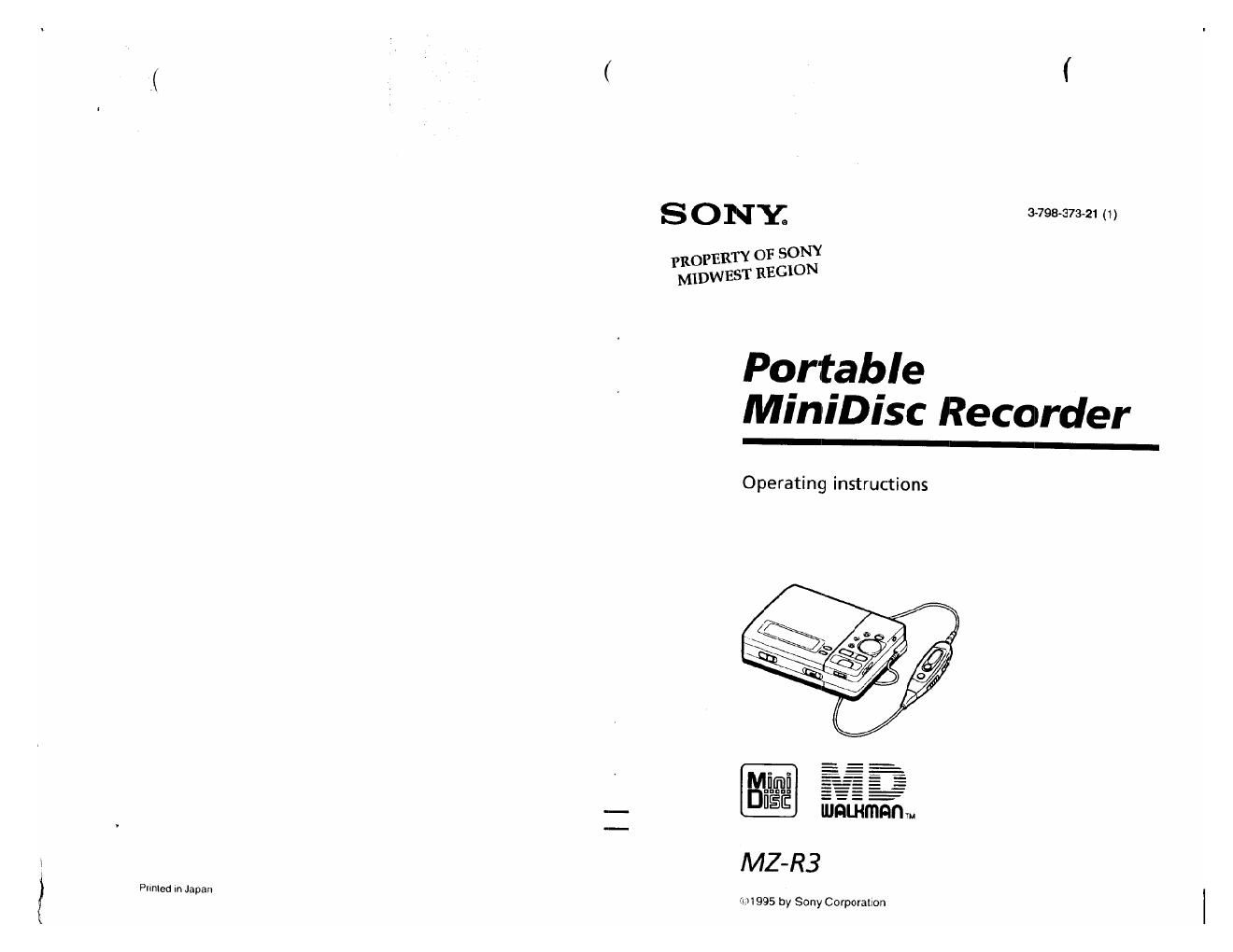 sony mz r 3 service manual