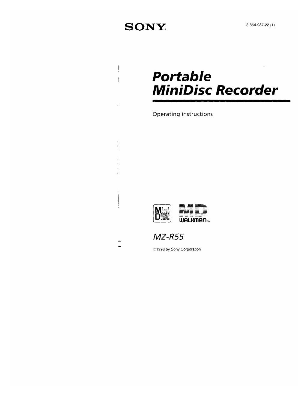 sony mz r 55 service manual