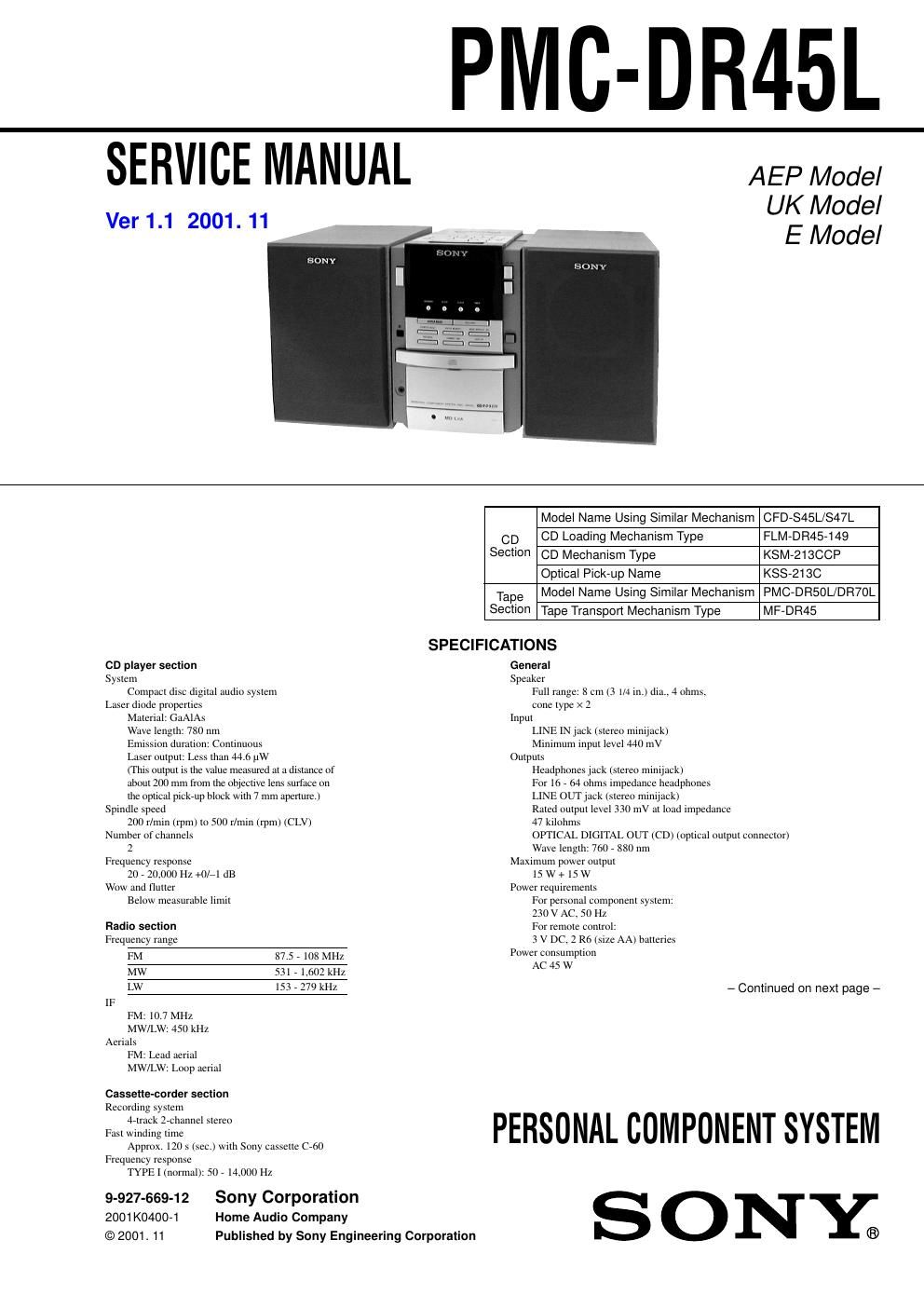 sony pmc dr 45l