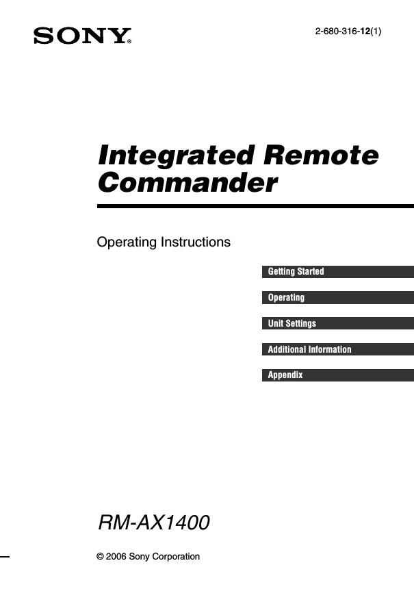 sony rm ax 1400 owners manual