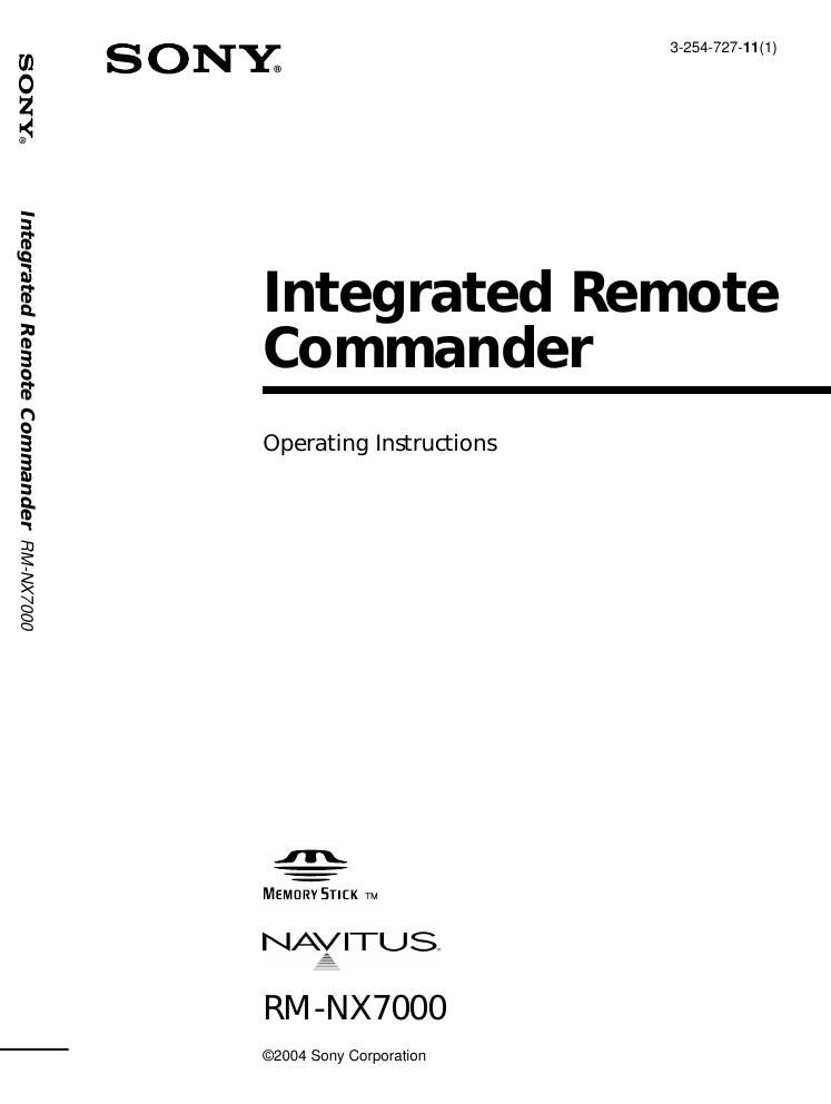 sony rm nx 7000 owners manual