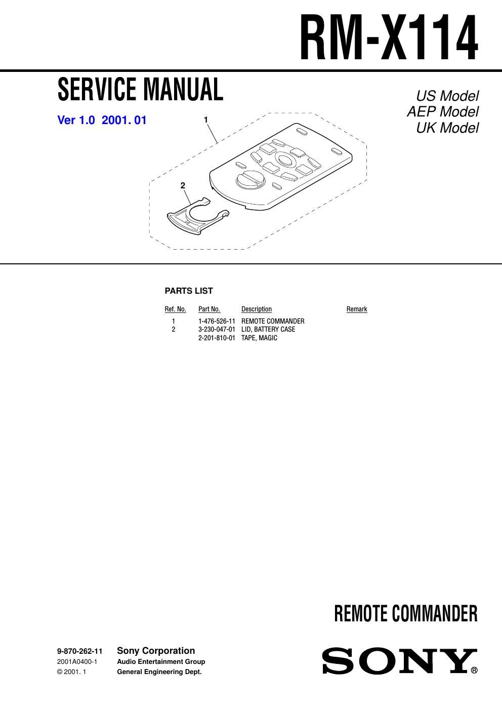 sony rm x 114 service manual