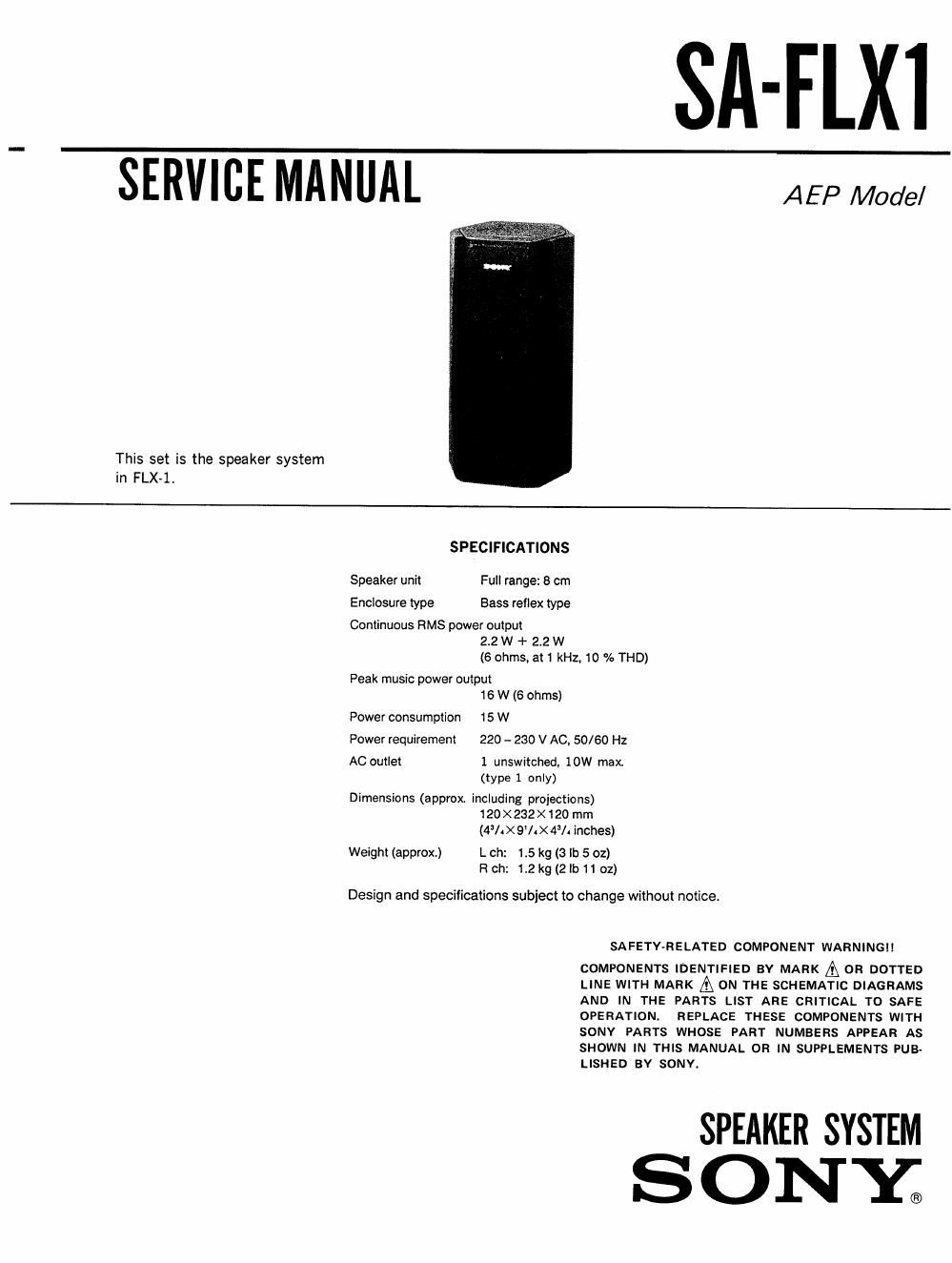 sony sa flx 1 service manual