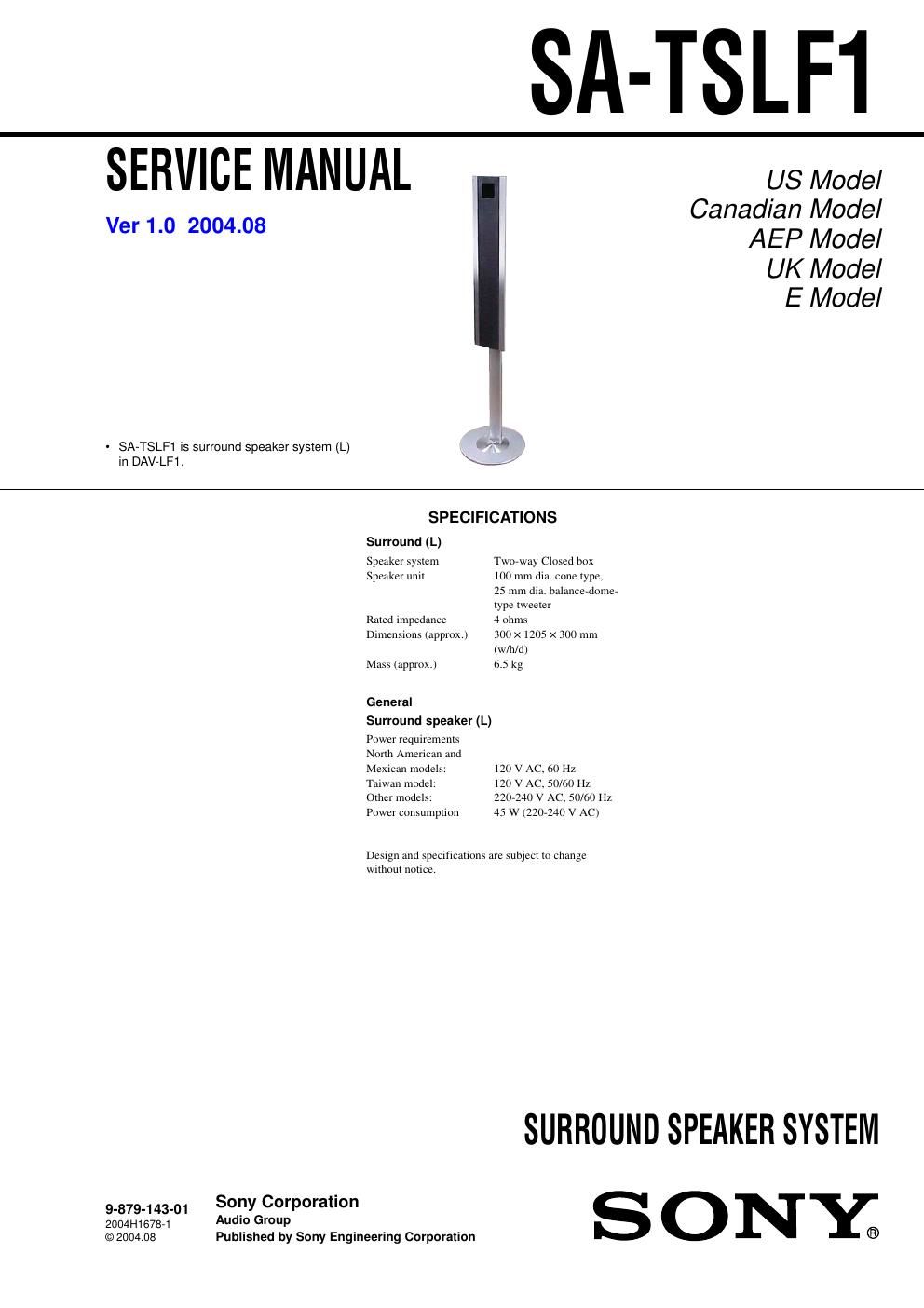 sony sa tslf 1 service manual