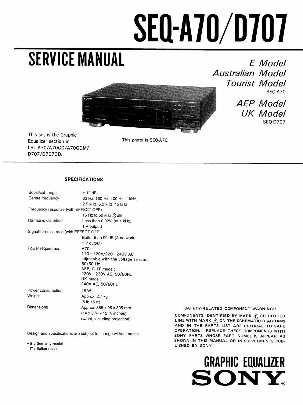 sony seq a d707 service manual