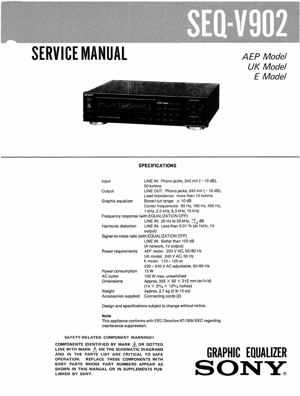 sony seq v 902 service manual