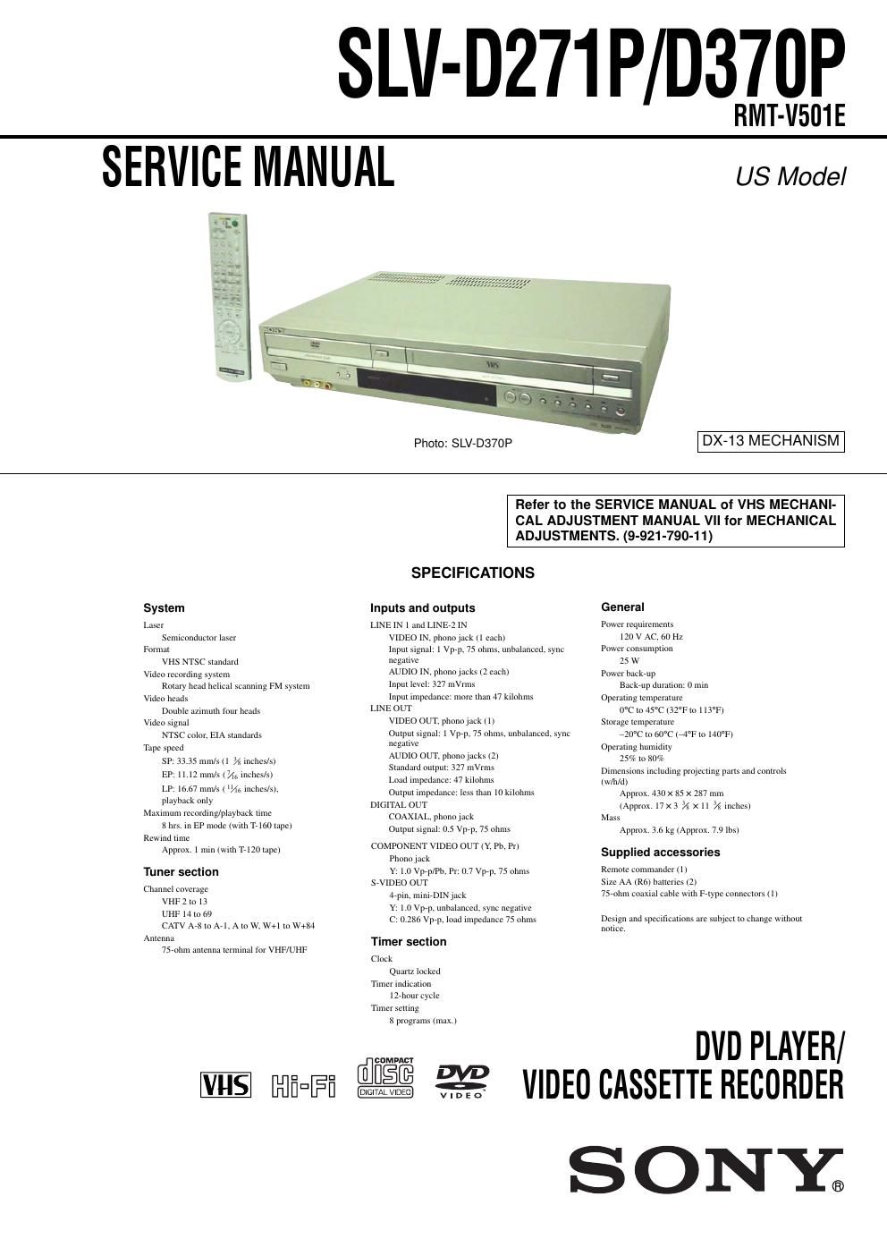 sony slv d 271 p service manual