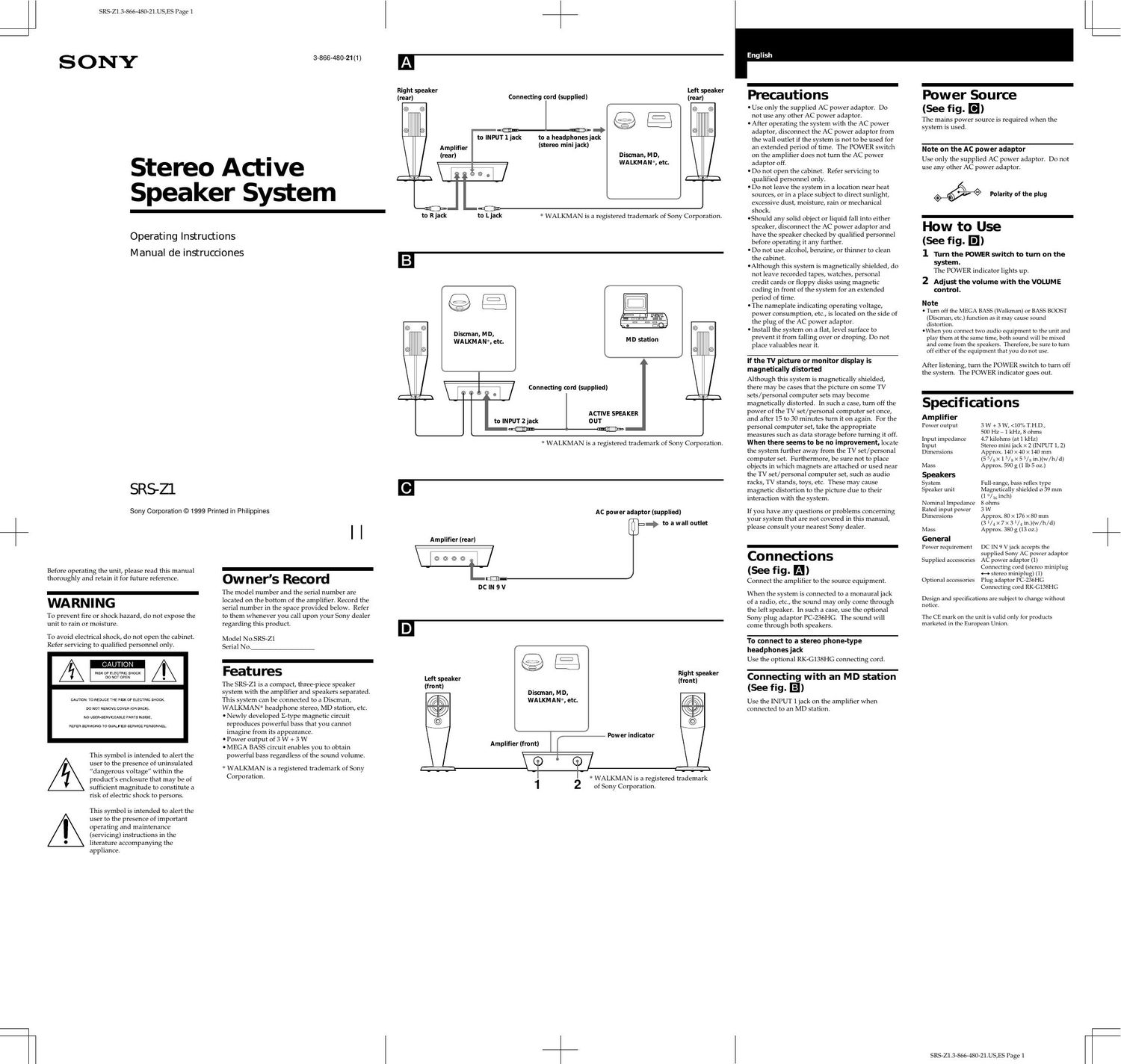 sony srs z 1 owners manual