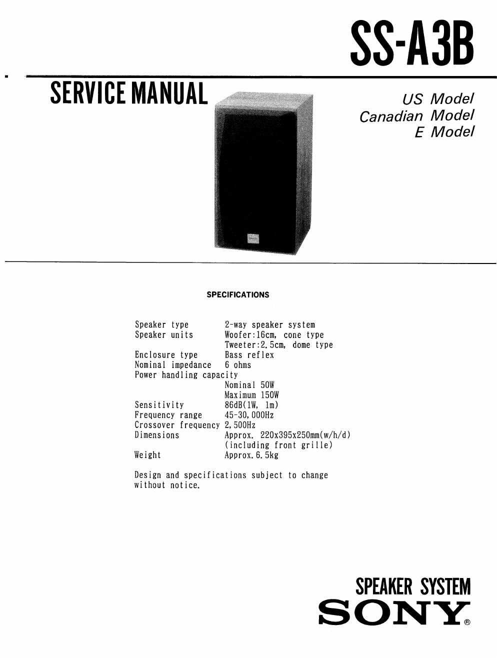 sony ss a 3 b service manual