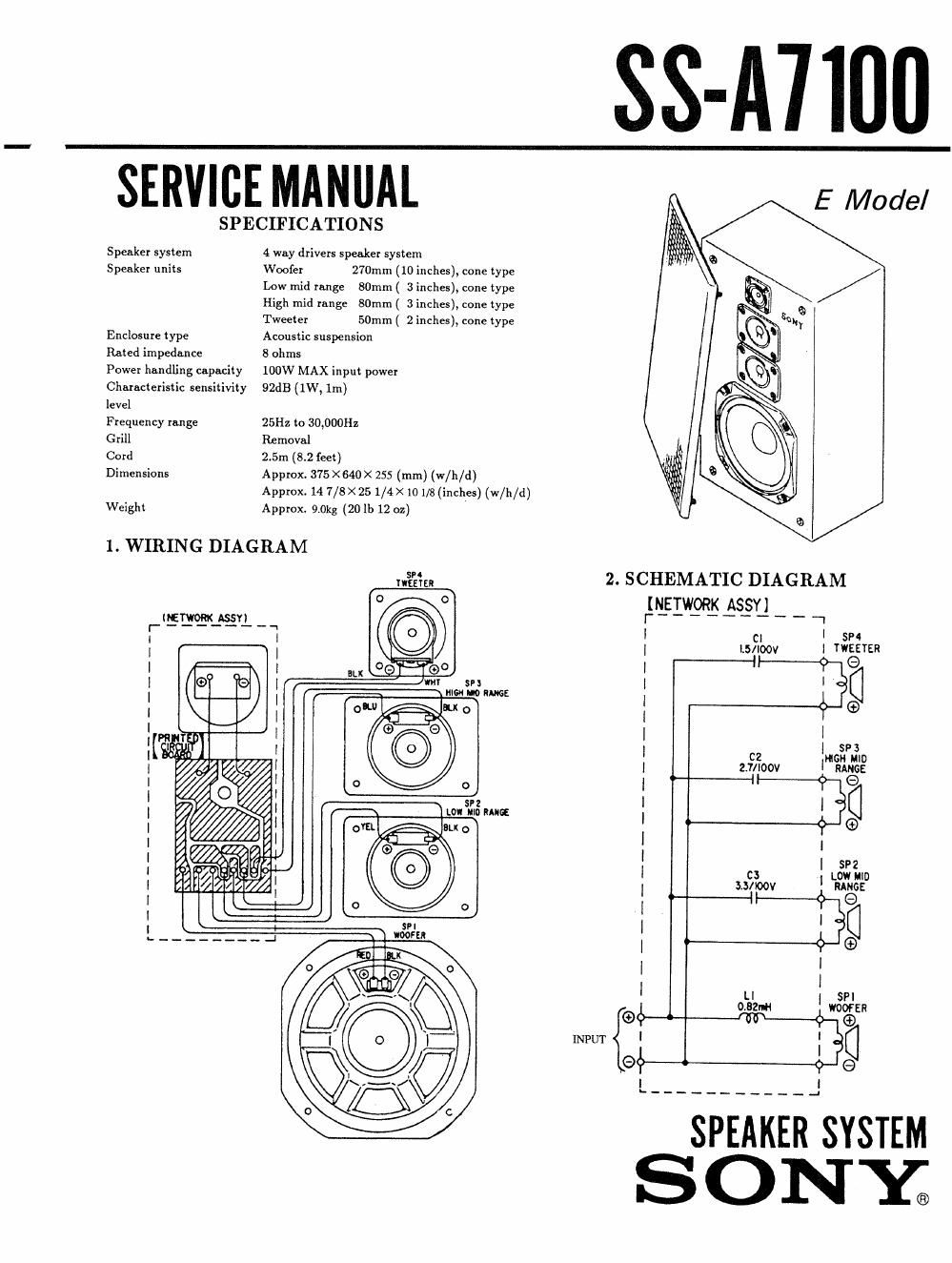 sony ss a 7100 service manual