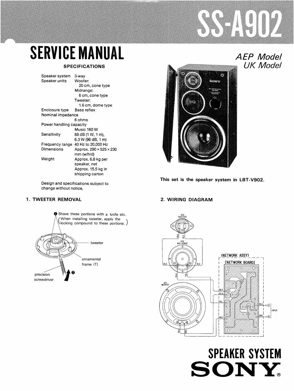 sony ss a 902 service manual