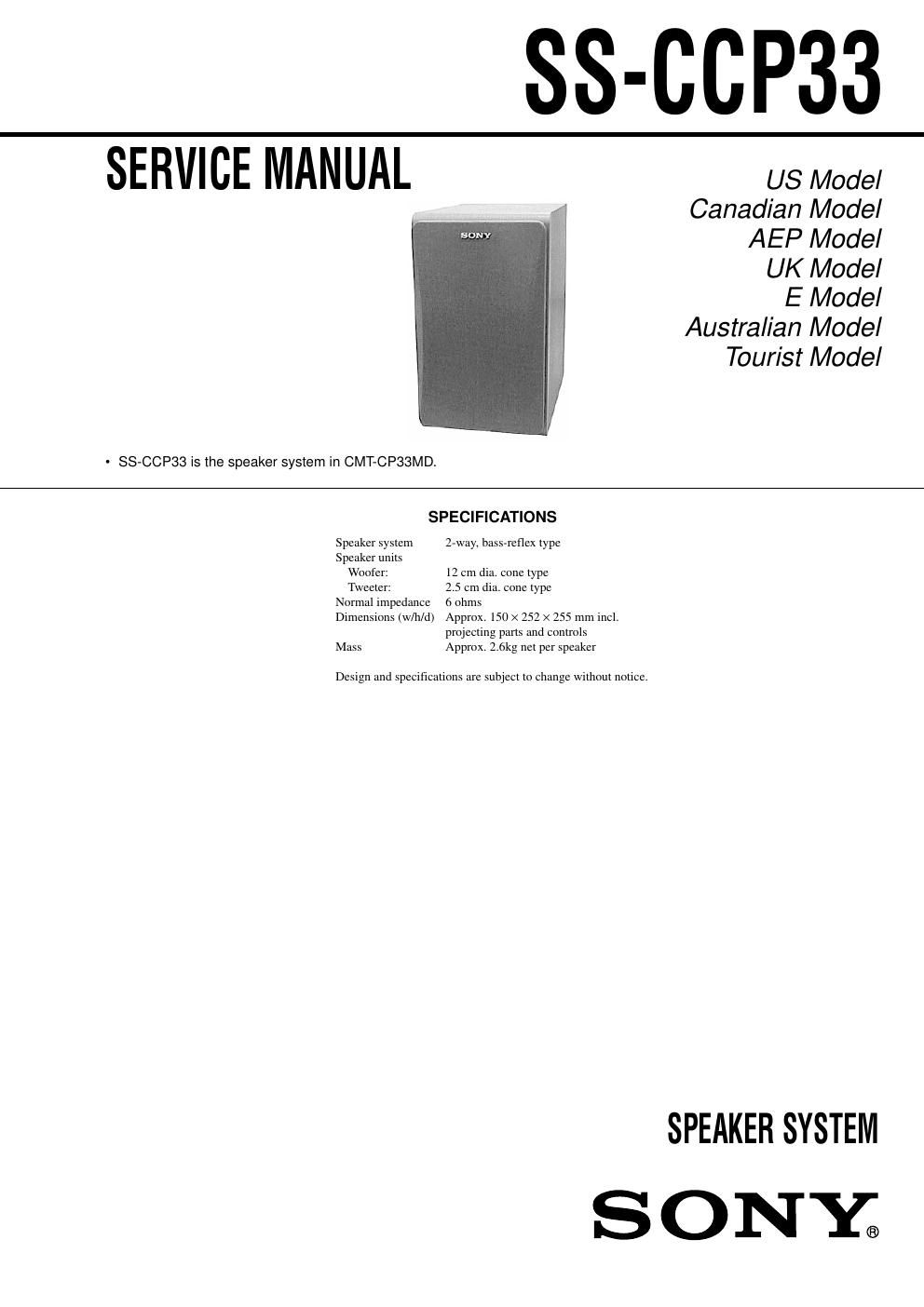 sony ss ccp 33 service manual