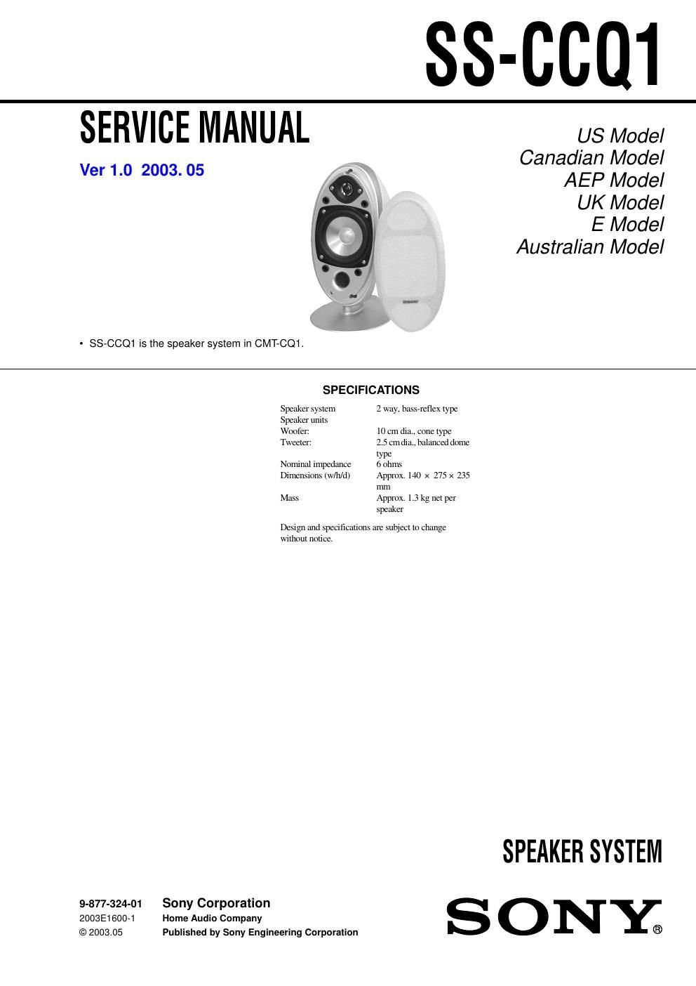 sony ss ccq 1 service manual