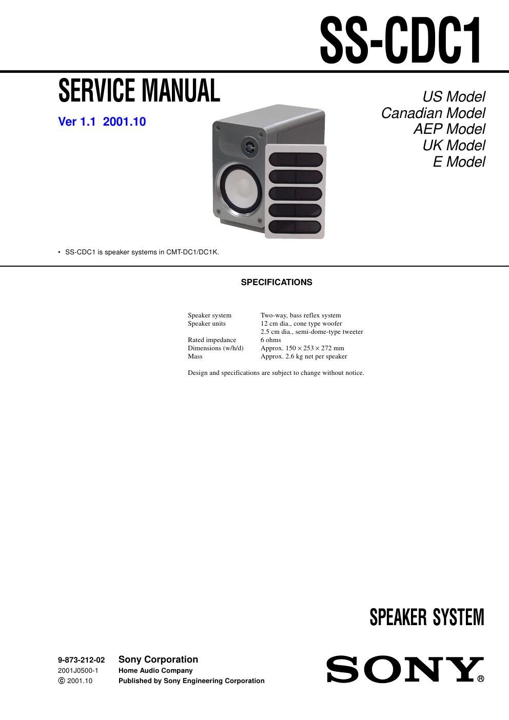 sony ss cdc 1 service manual