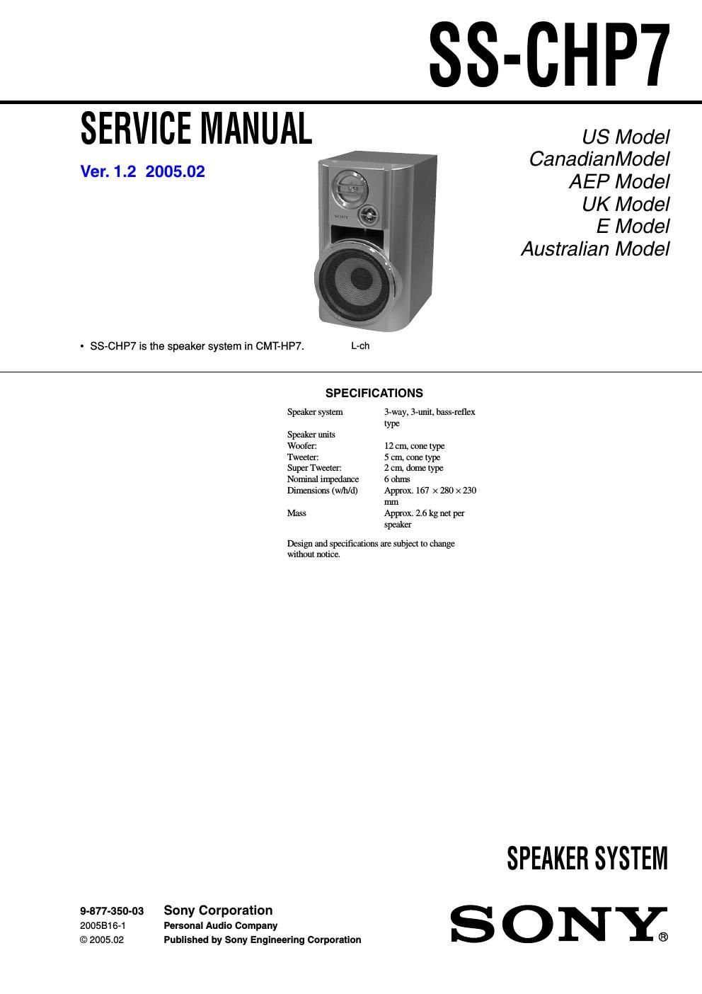 sony ss chp 7 service manual