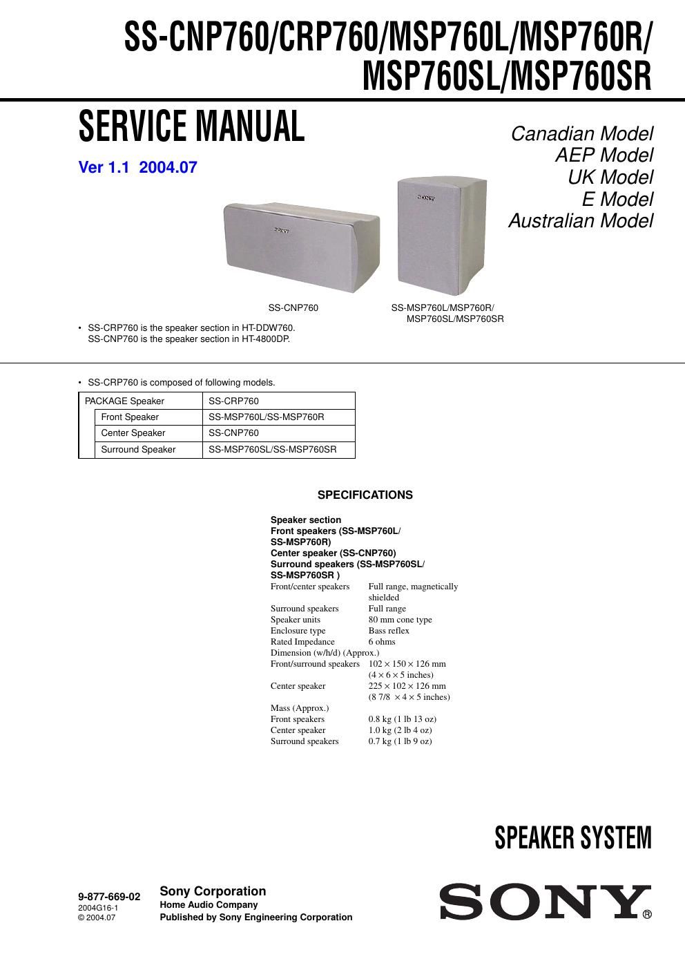 sony ss cnp 760 service manual