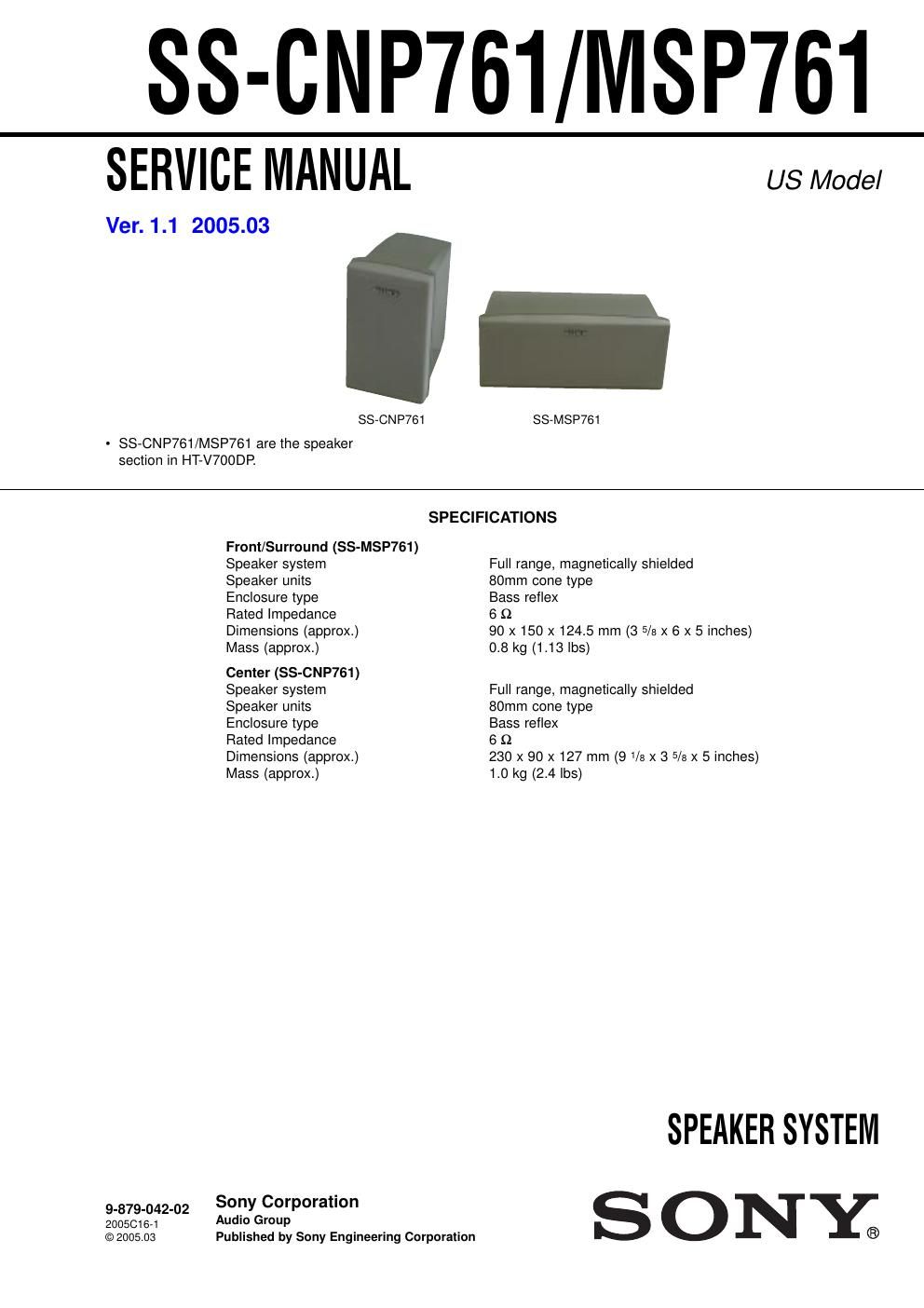 sony ss cnp 761 service manual