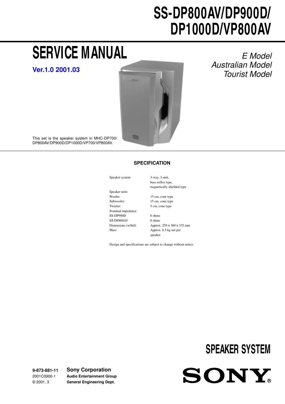 sony ss dp 800 av service manual