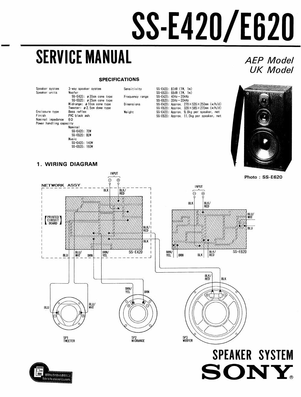 sony ss e 420 service manual