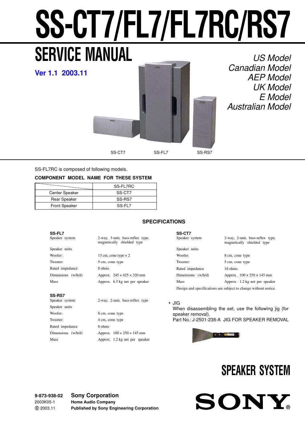 sony ss fl 7 rc service manual