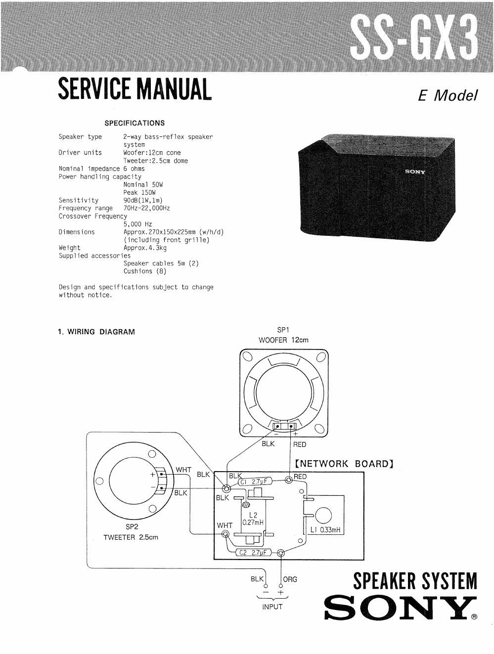 sony ss gx 3 service manual