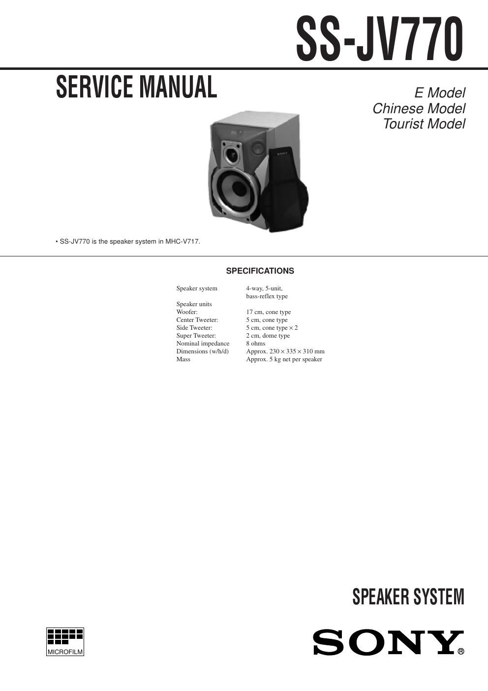 sony ss jv 770 service manual