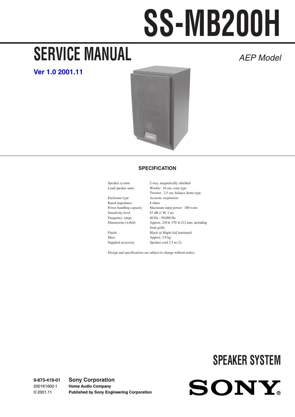 sony ss mb 200 h service manual