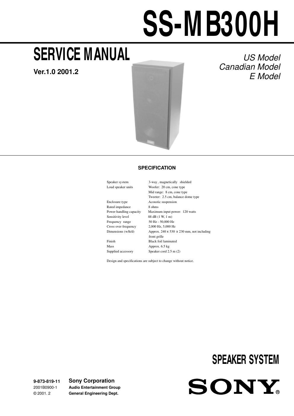 sony ss mb 300 h service manual