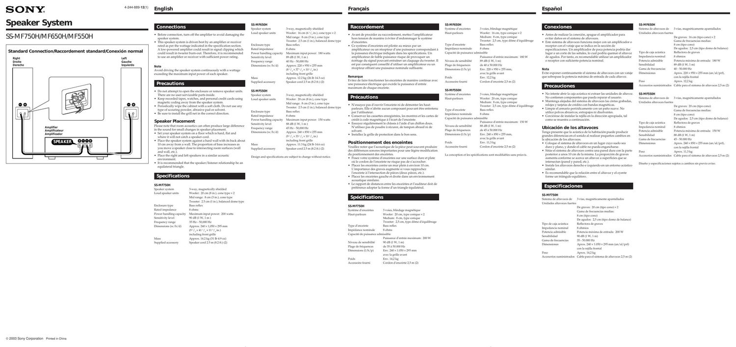 sony ss mf 750 h owners manual