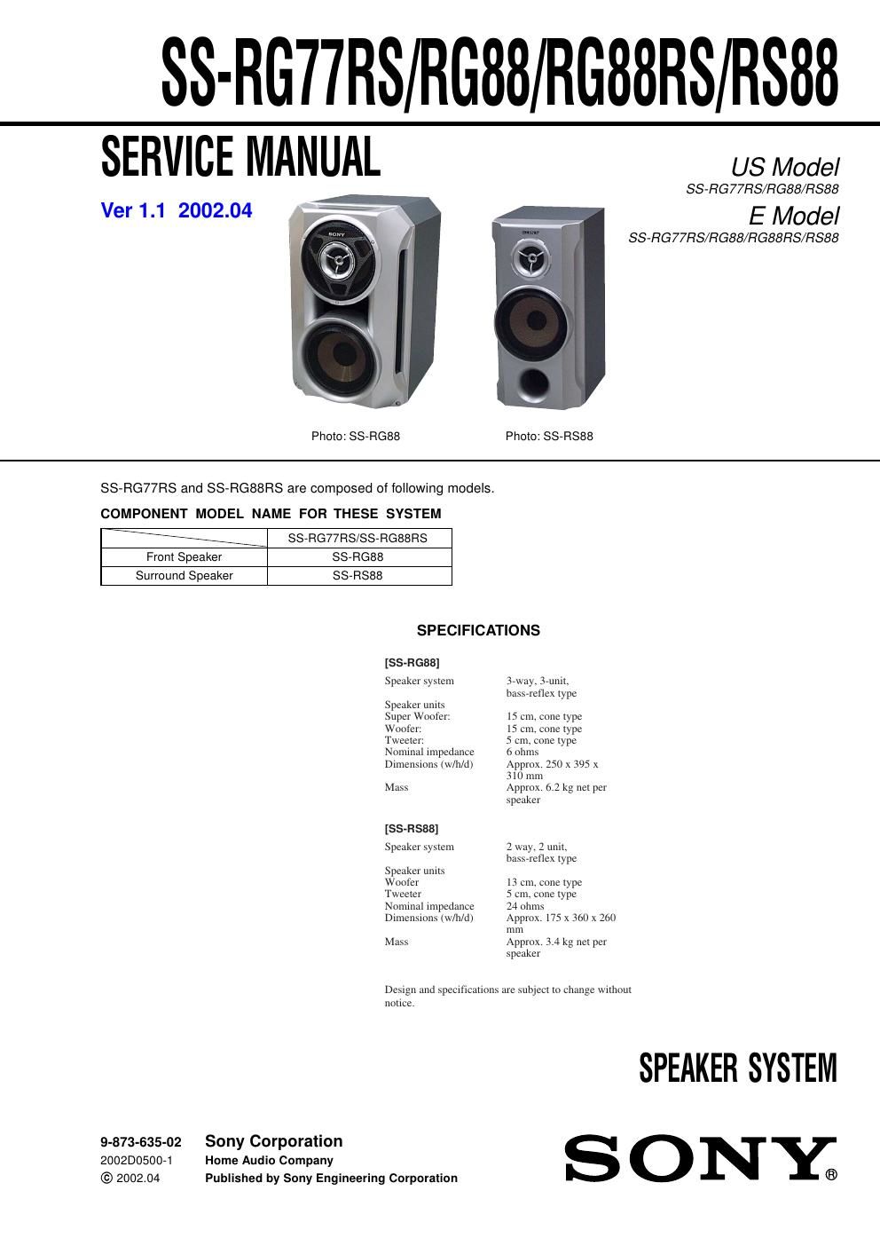 sony ss rs 88 service manual