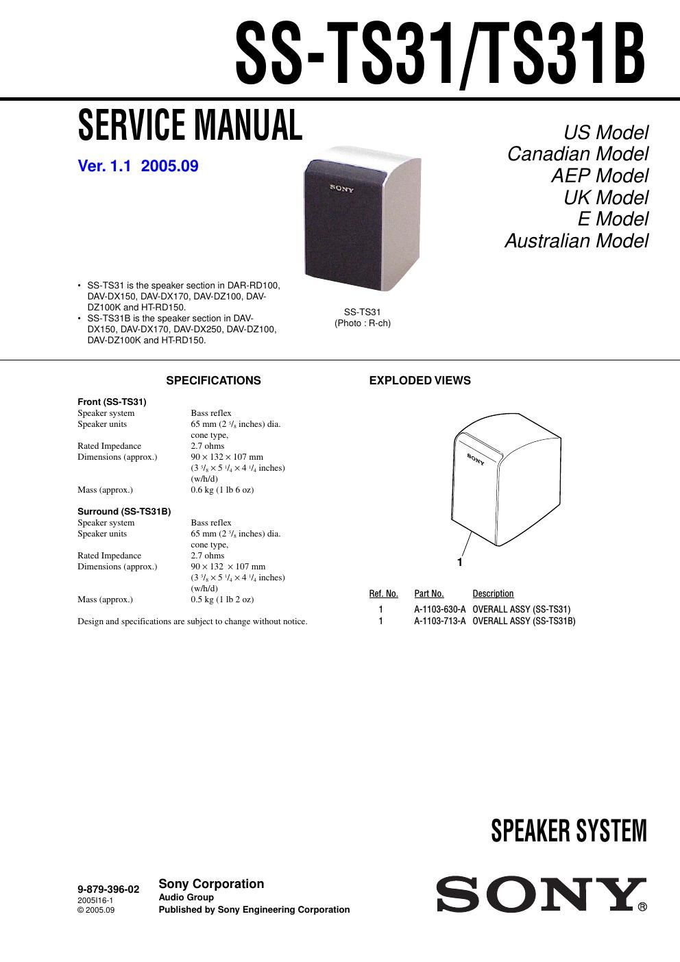 sony ss ts 31 b service manual