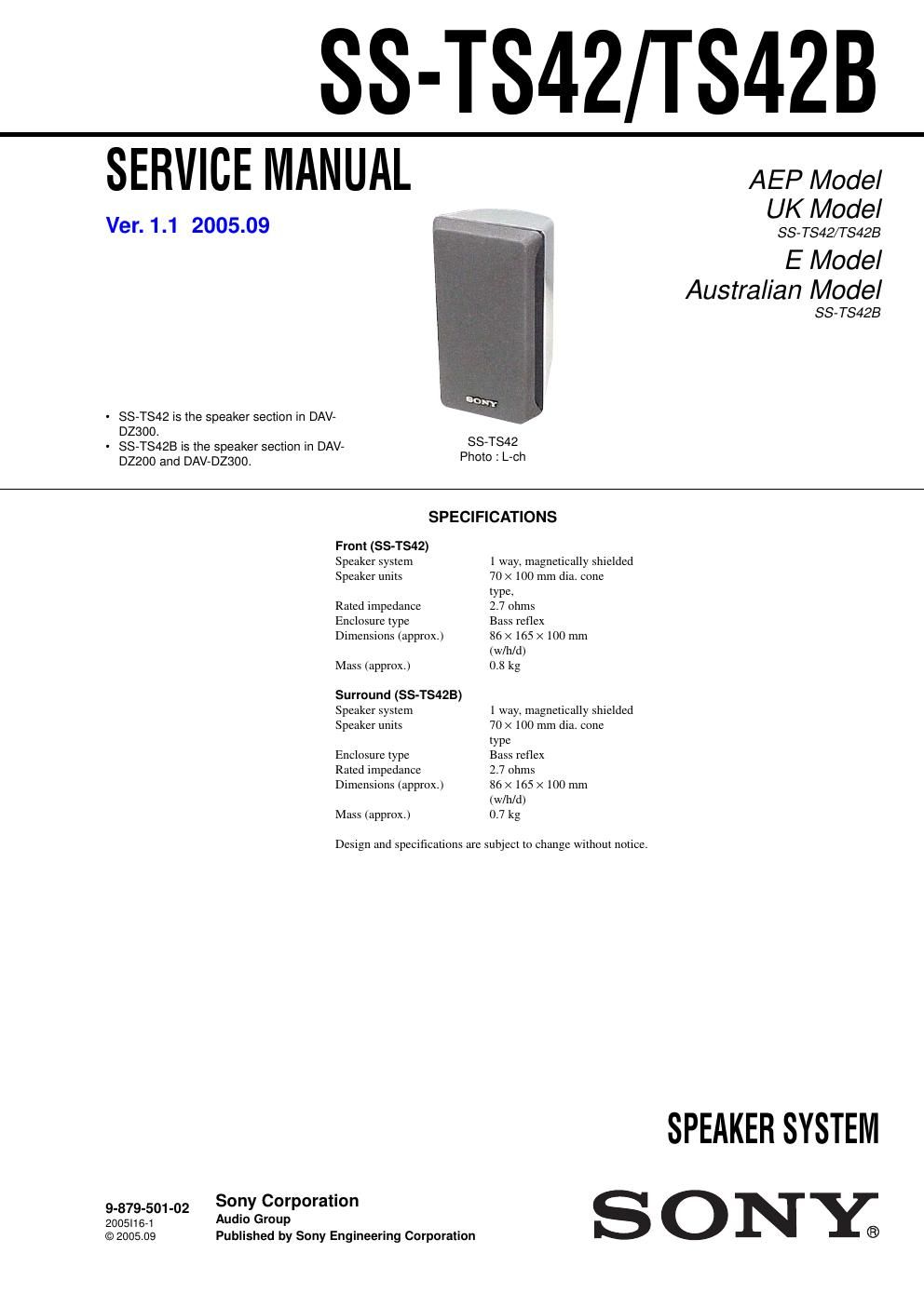 sony ss ts 42 service manual