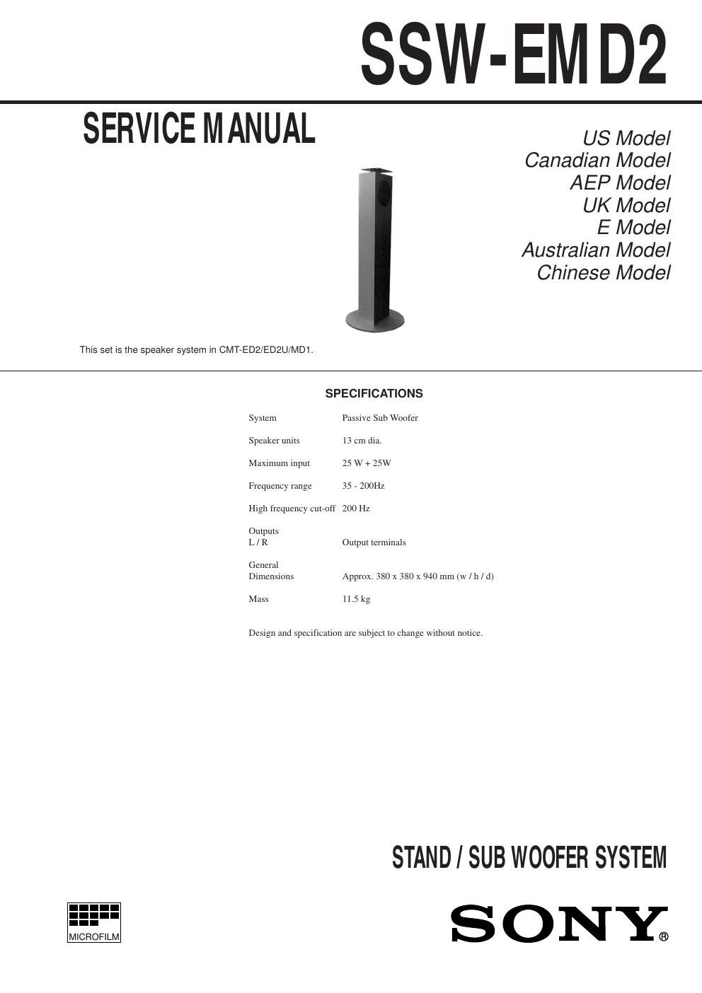 sony ss wemd 2 service manual